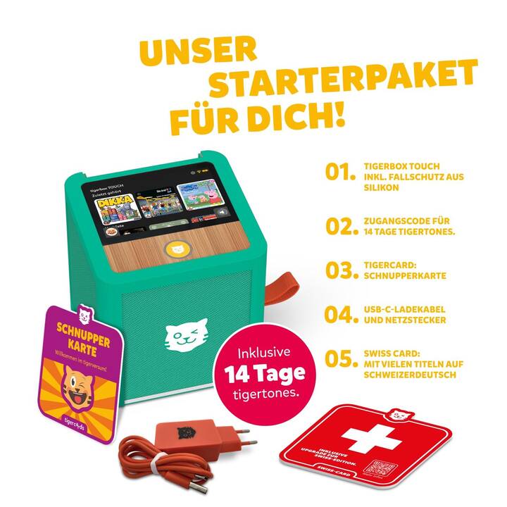 TIGERMEDIA Lecteur audio pour enfants Tigerbox Touch Plus Swiss Edition (DE, Suisse allemand)