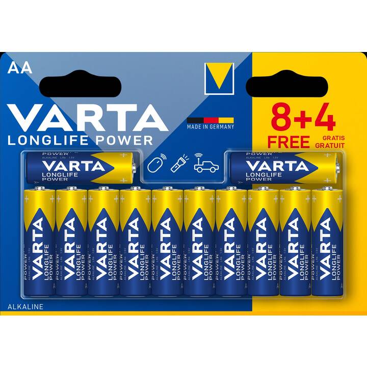 VARTA Longlife Power Batterie (AA / Mignon / LR6, 12 Stück)