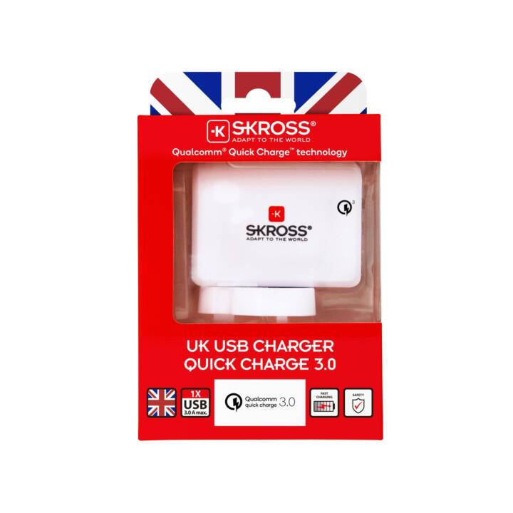SKROSS Travel Power Supply Chargeur USB UK Chargeur USB Charge rapide 3.0