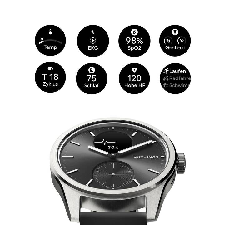 WITHINGS Scanwatch 2 (42mm, Schwarz)