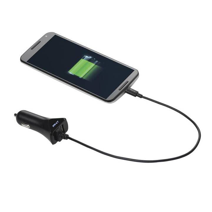 PNY TECHNOLOGIES Chargeur auto (17 W, Allume-cigare, MicroUSB, USB de type A)