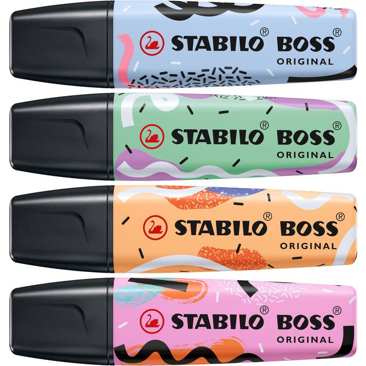 STABILO Permanent Marker Boss Original (Blau, Orange, Mint, Fuchsia, 4 Stück)