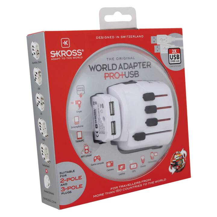 SKROSS Adattatore viaggio World Adapter Pro+ (2x USB, Bianco)