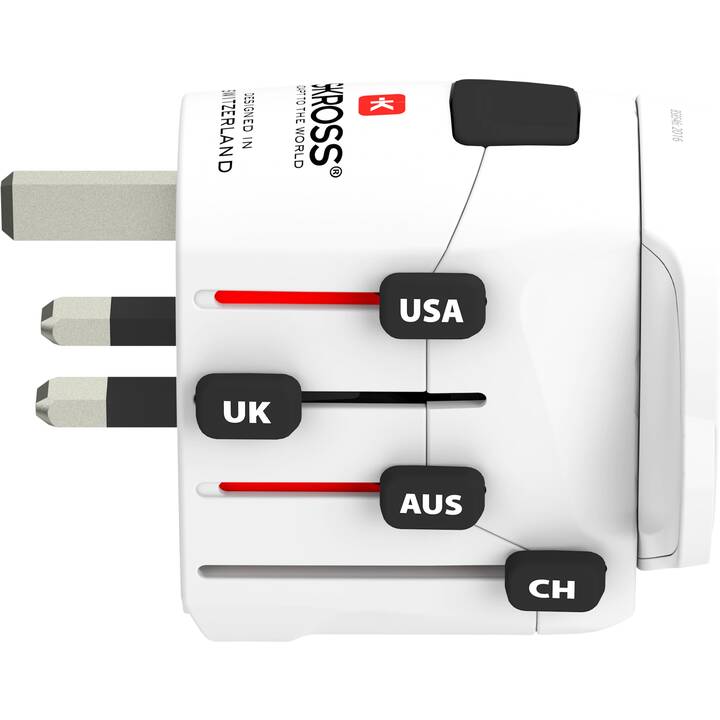 SKROSS Reiseadapter PRO World (Europa, Vereinigtes Königreich, Japan, Brasilien, Italien, USA, Australien, China, Schweiz / Europa, Japan, Brasilien, Italien, USA, Australien, Schweiz, China)