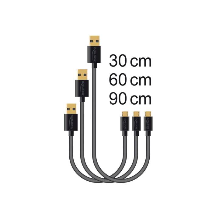 DELOCK USB-Kabel (Micro USB 2.0 Typ-A, USB 2.0 Typ-A, 0.9 m)