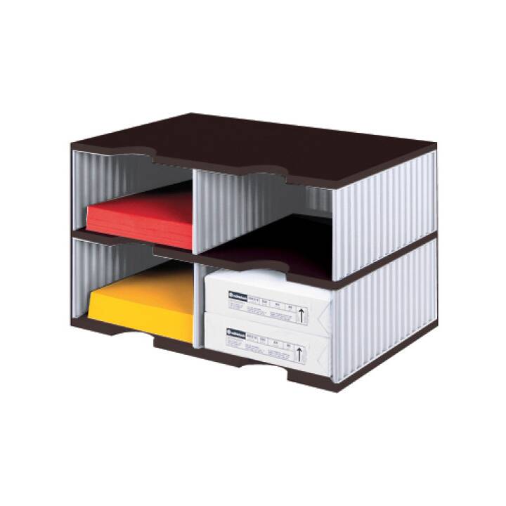 STYRO Büroschubladenbox Duo Jumbo (C4, 48.5 cm  x 33.1 cm  x 29.3 cm, Grau, Schwarz)
