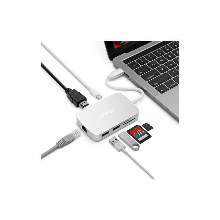 MINIX Adattatore (USB C, USB 3.0, RJ-45, HDMI, USB di tipo C, 0.09 m)