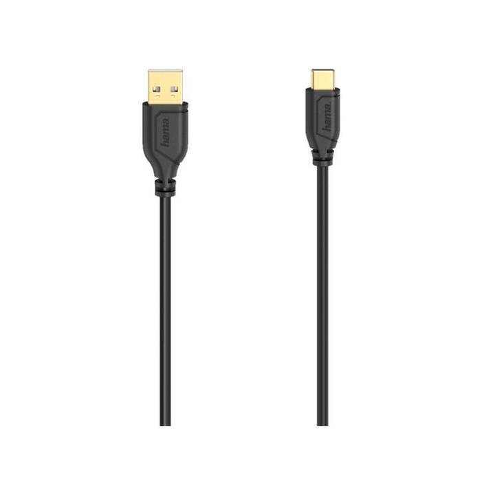 HAMA Flexi-Slim USB-Kabel (USB 2.0 Typ-A, USB Typ-C, 0.75 m)