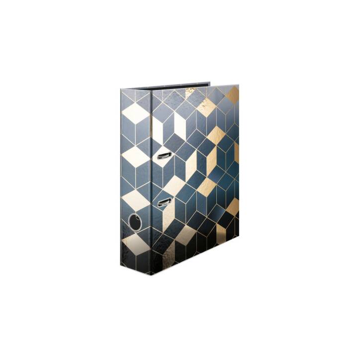 HERMA Ordner Cubes (A4, 70 mm, Blau, Gold)