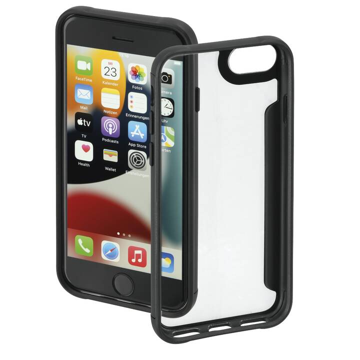 HAMA Backcover Metallic Frame (iPhone 7, iPhone 8, iPhone SE 2020, iPhone SE 2022, Black, Transparente)
