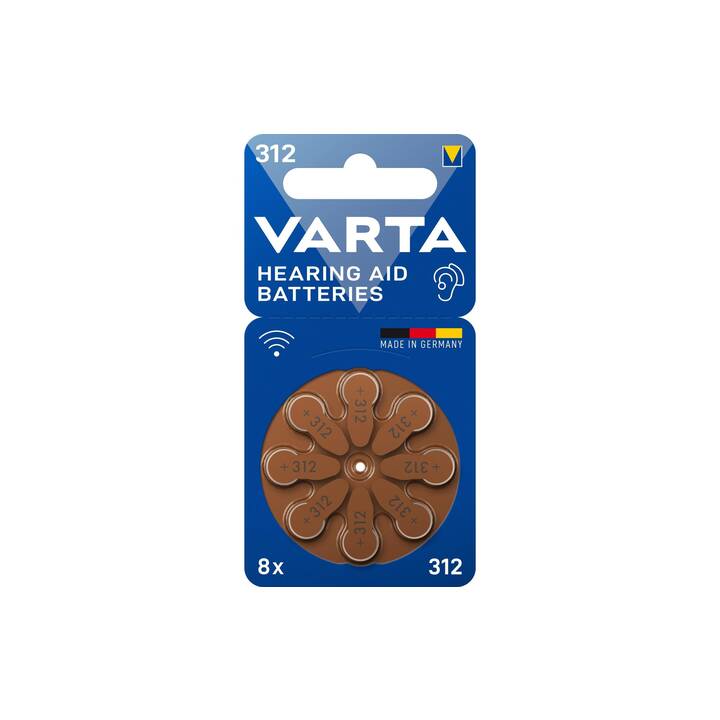 VARTA Hearing Aid Batterie (PR41 / 312 / braun, 8 Stück)
