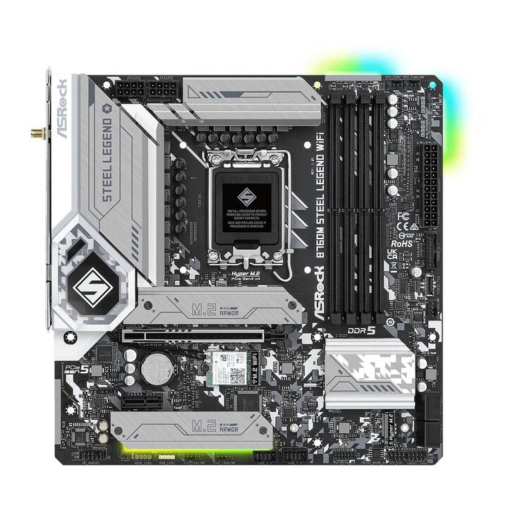 マザーボード ASRock B760M SteelLegend WIFI +DDR5 32GB ASROCK B760M Steel Legend WiFi (LGA 1700, Intel B760, Micro ATX