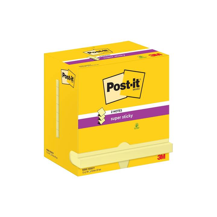 POST-IT Haftnotizen Super Sticky (12 x 90 Blatt, Gelb)