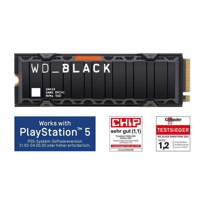 WD_BLACK Digital SN850 (PCI Express, 1000 GB, funktioniert mit Playstation 5)