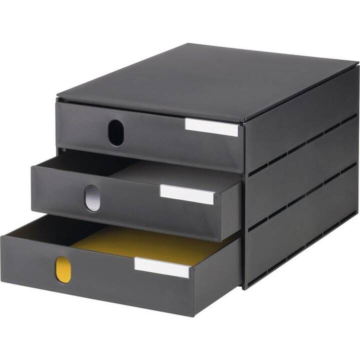 STYRO Büroschubladenbox Styroval (A4, C4, 24.3 cm  x 33.5 cm  x 20 cm, Schwarz)