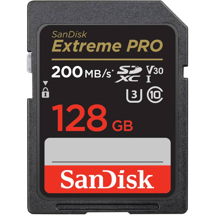 SASANDISK SDXC Extreme Pro 128 GB (Class 10, Video Class 30, 200 MB/s)