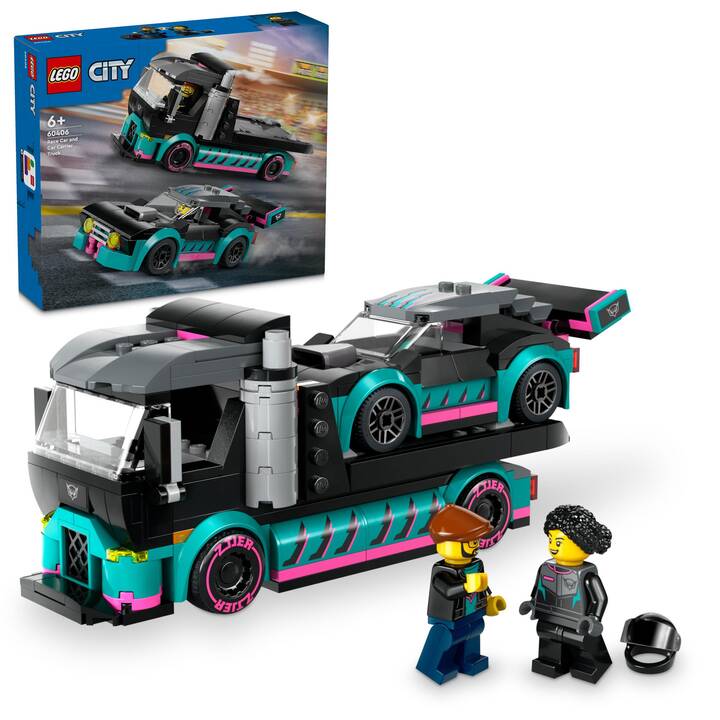 LEGO City La voiture de course et le camion de transport de voitures (60406)