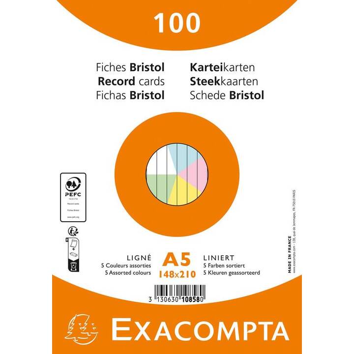 EXACOMPTA Cartes-fiches (A5, 100 pièce)