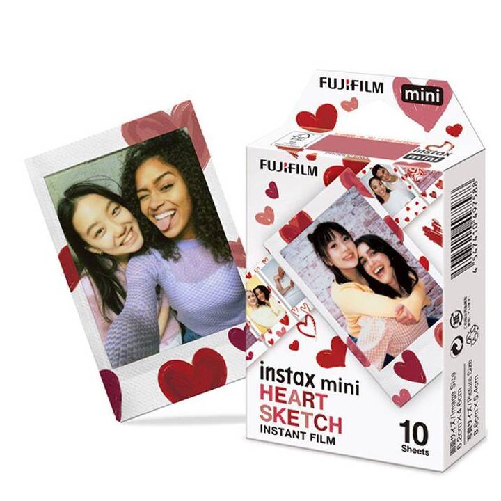 FUJIFILM Heart Sketch Pellicola istantanea (Instax Mini, Bianco)