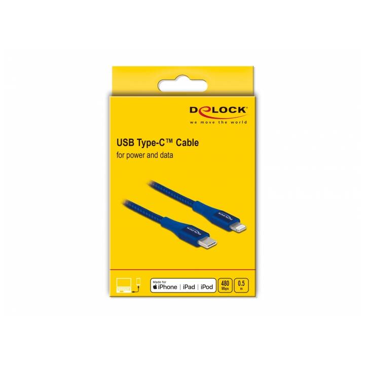 DELOCK Câble USB (USB C, Lightning, 0.5 m)