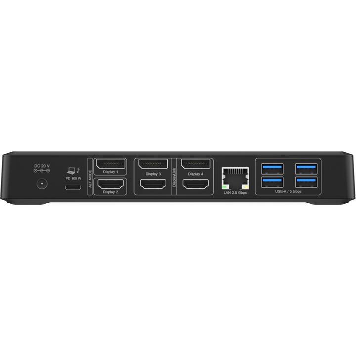 ICY BOX Stations d'accueil IB-DK2280AC (3 x HDMI, 3 x Port écran, RJ-45 (LAN), USB 3.2 Gen 1 type-A)