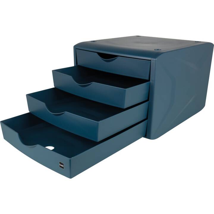 HELIT Boite à tiroirs de bureau (A4, 26.5 cm  x 33.2 cm  x 21.5 cm, Bleu)