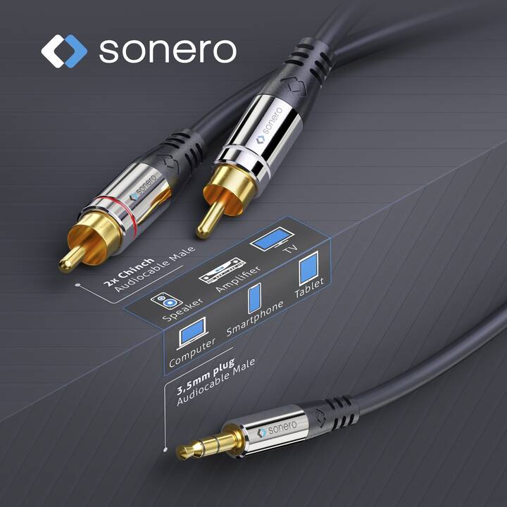 SONERO Cavo di allacciamento (RCA, Jack 3.5 mm, 2 m)