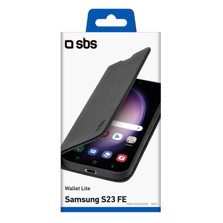 SBS Flipcover Wallet Lite (Galaxy S23 FE, Schwarz)