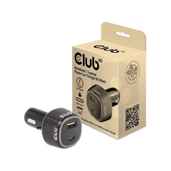 CLUB 3D Chargeur auto CAC-1922 (Allume-cigare, USB de type C, USB de type A)