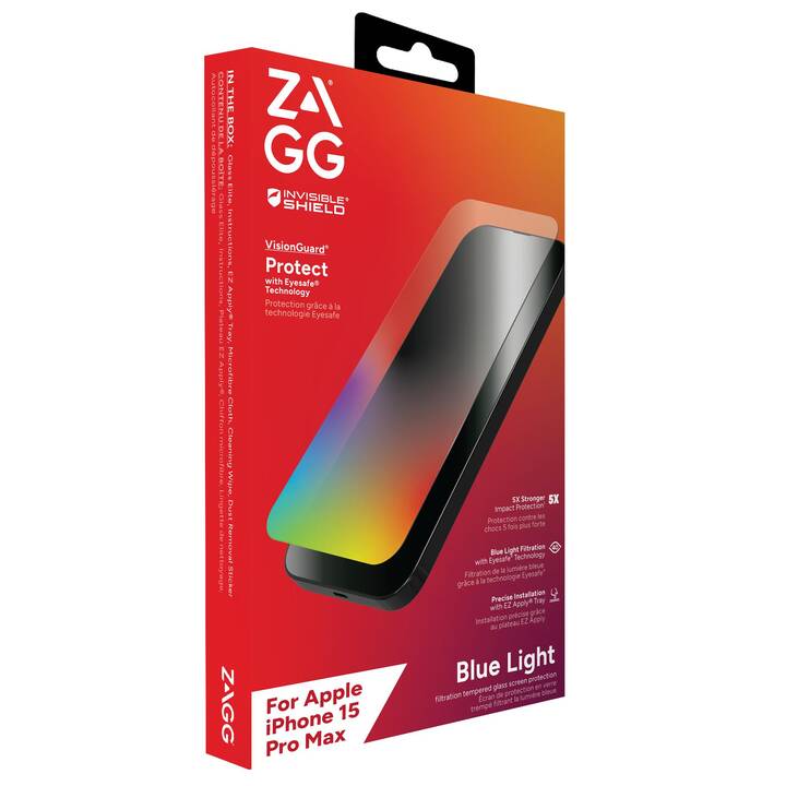 ZAGG Verre de protection d'écran Elite VisionGuard (iPhone 15 Pro Max, 1 pièce)