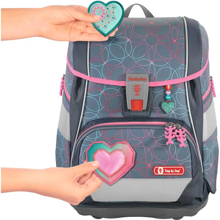 STEP BY STEP Jeu de sacoches 2In1 Plus Glitter Heart (19 l, Gris, Rose)