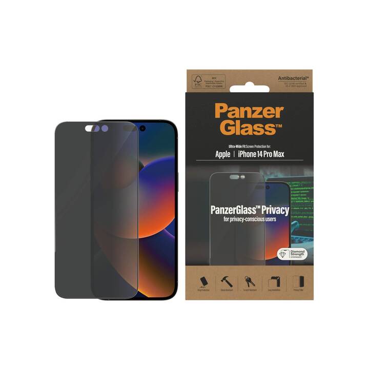 PANZERGLASS Displayschutzglas Ultra Wide Fit Privacy (iPhone 14 Pro Max, 1 Stück)