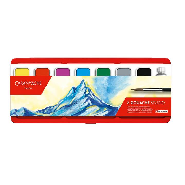 CARAN D'ACHE Colore dell'acqua Gouache Studio Set (8 pezzo, Multicolore)