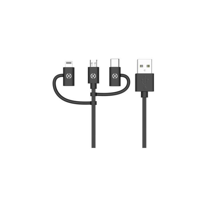 CELLY Kabel (USB Typ-A, Micro USB, Lightning, USB Typ-C, 1 m)