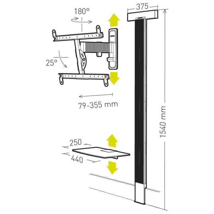 ERARD Support mural pour TV EXOSTAND600 (40" – 85")