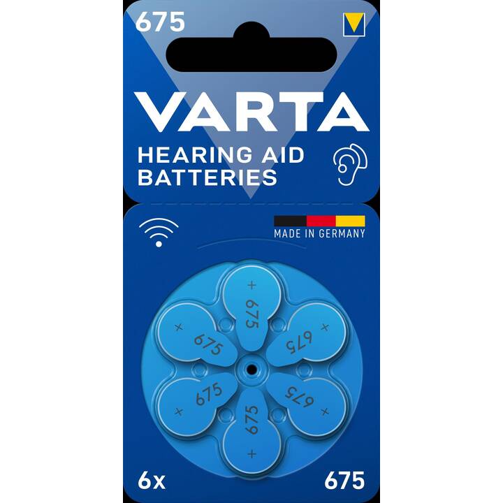 VARTA Hearing Aid Batterie (PR44 / 675 / blau, 6 Stück)