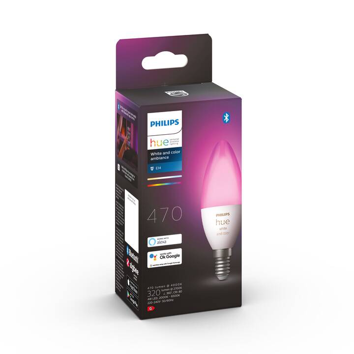 PHILIPS HUE LED Birne White & Color Ambiance (E14, Bluetooth, 5.3 W)