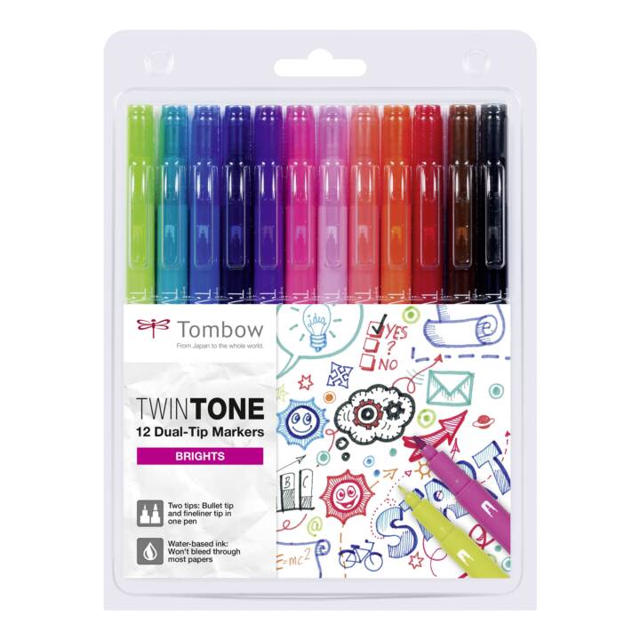 TOMBOW TwinTone Filzstift (Mehrfarbig, 12 Stück)