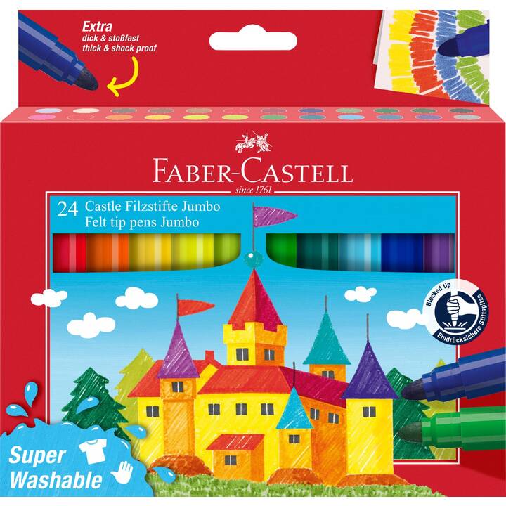 FABER-CASTELL Jumbo Crayon feutre (Coloris assortis, 24 pièce)