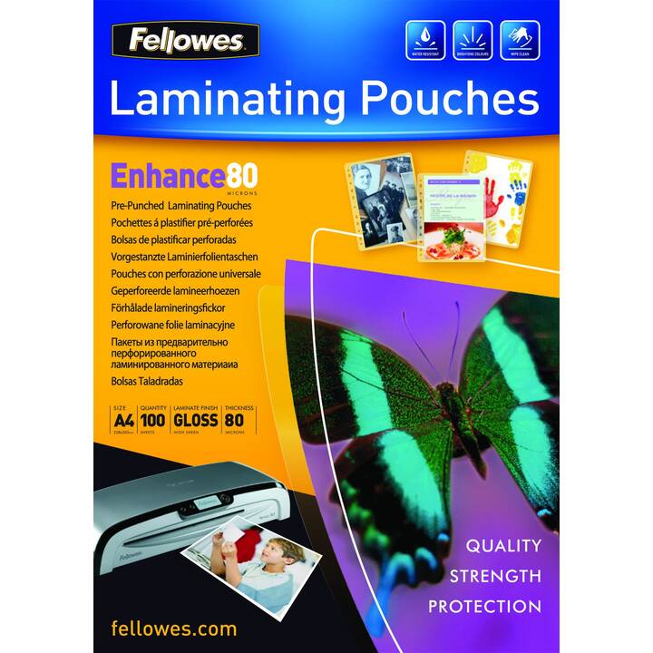 FELLOWES Pouches di plastificazione Enhance 80 (A4, 80 µm, 100 pièce)