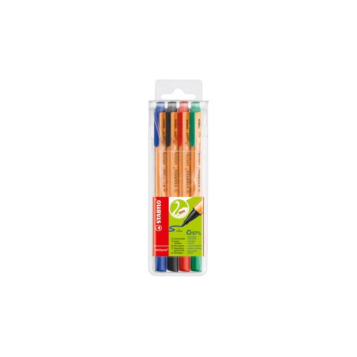 STABILO GREENpoint Crayon feutre (Bleu, Vert, Noir, Rouge, 4 pièce)