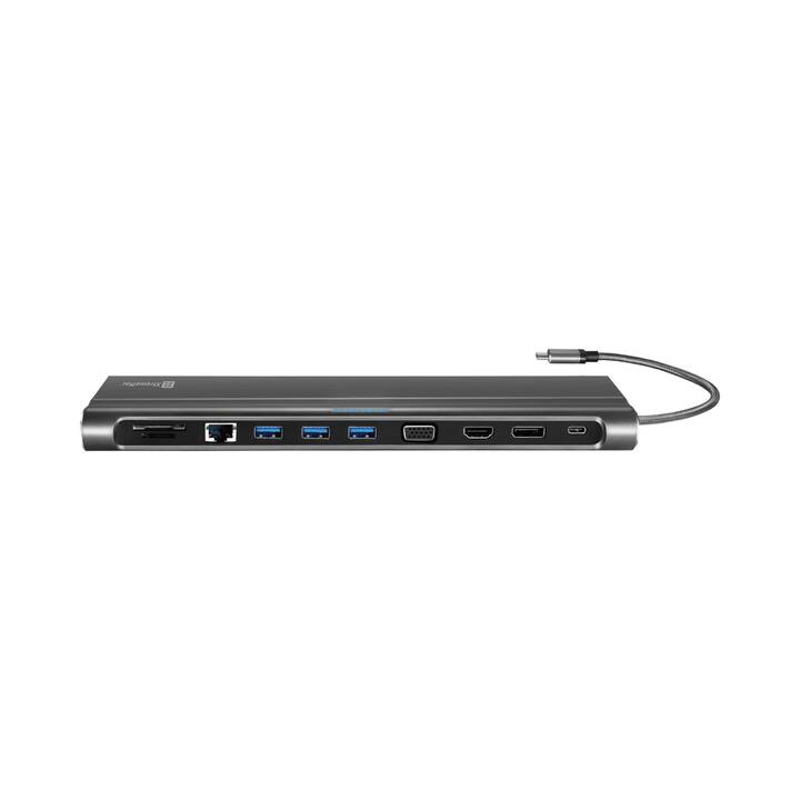 XTREMEMAC Stations d'accueil USB-C (Port écran, VGA, HDMI, 3 x USB 3.0 de type A, USB 3.0 de type C, RJ-45 (LAN))
