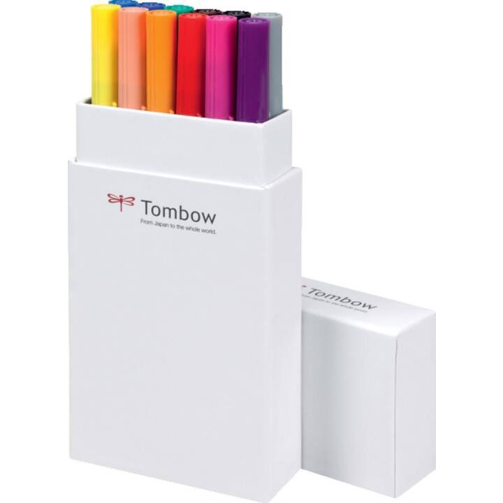 TOMBOW Crayon feutre (Brun, Gris, Jaune, Bleu, Mauve, Orange, Vert, Noir, Rouge, 12 pièce)