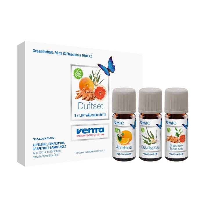 VENTA Geräteduftöl Bio Exklusiv N°1 (3 x 10 ml, Grapefruit, Eukalyptus, Apfelsinen, Sandelholz)