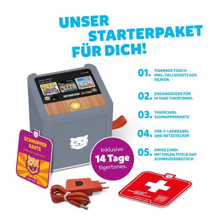 TIGERMEDIA Lettore audio per bambini Tigerbox Touch Plus Swiss Edition (DE, Svizzero tedesco)