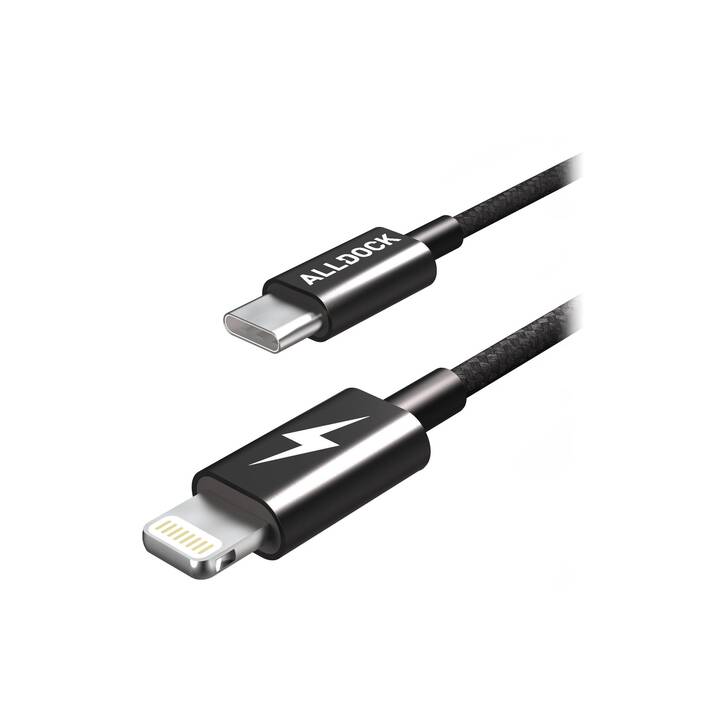 ALL DOCK Câble (Fiche Lightning, USB C, 0.35 m)