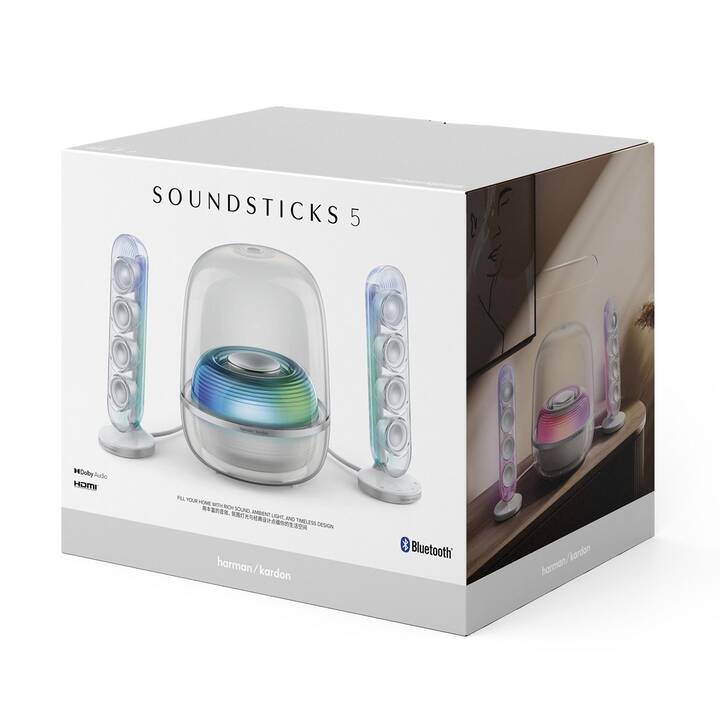 HARMAN / KARDON SoundStick 5 (190 W, Aktiv-Lautsprecher, Weiss