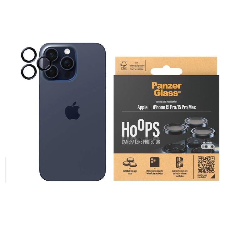 PANZERGLASS Verre de protection de l'appareil photo Lens Protector Rings HOOPS (iPhone 15 Pro, iPhone 15 Pro Max, 1 pièce)
