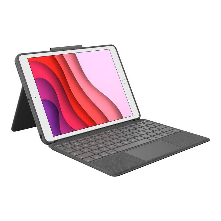 LOGITECH Combo Touch Type Cover / Tablet Tastatur (10.2", iPad Gen. 8 2020, Paperwhite 7. Gen., Graphit)