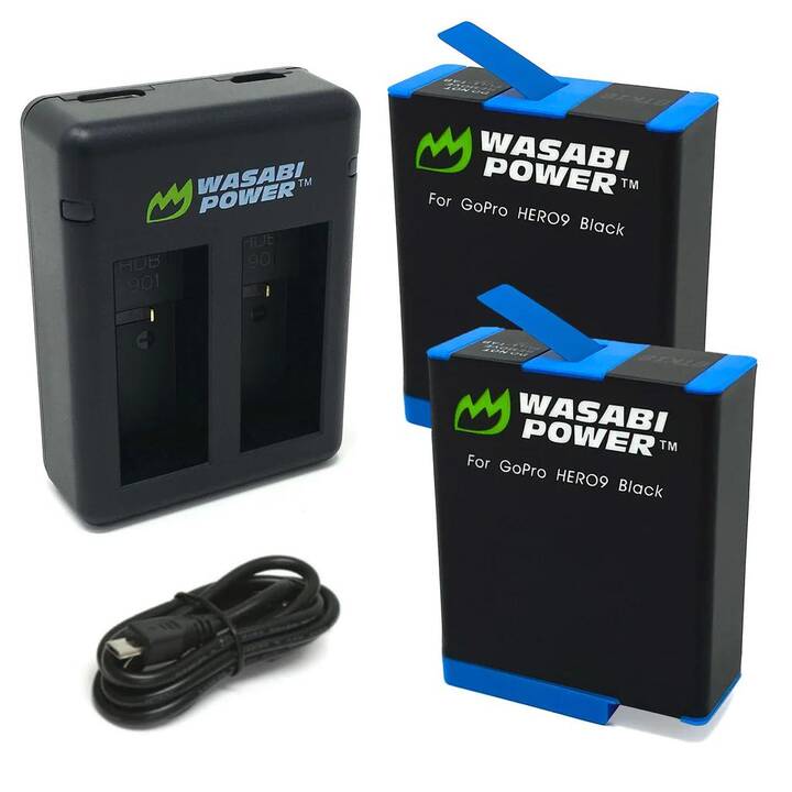WASABI POWER GoPro Battery (2-Pack) + Dual Charger Batteria e caricabatteria (Agli ioni di litio, 1730 mAh)